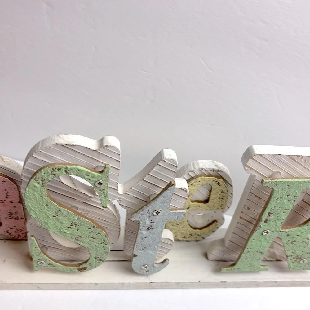 Happy Easter Wooden Table Top Sign Decor 18